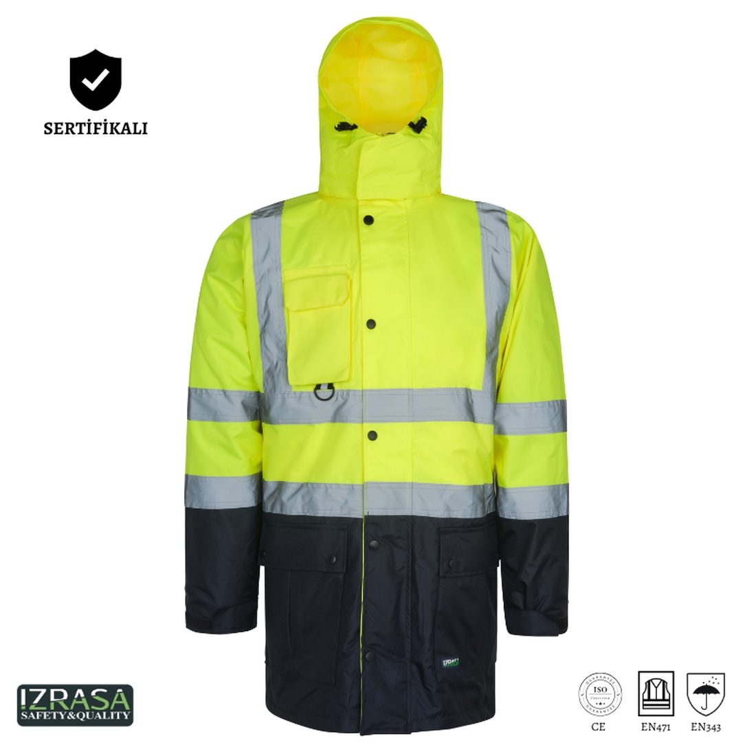 IZRASA™ NT 44 – 5 Farklı Kullanım Modeli Reflektörlü 300D Oxford 5+1 Parka SARI LACİVERT